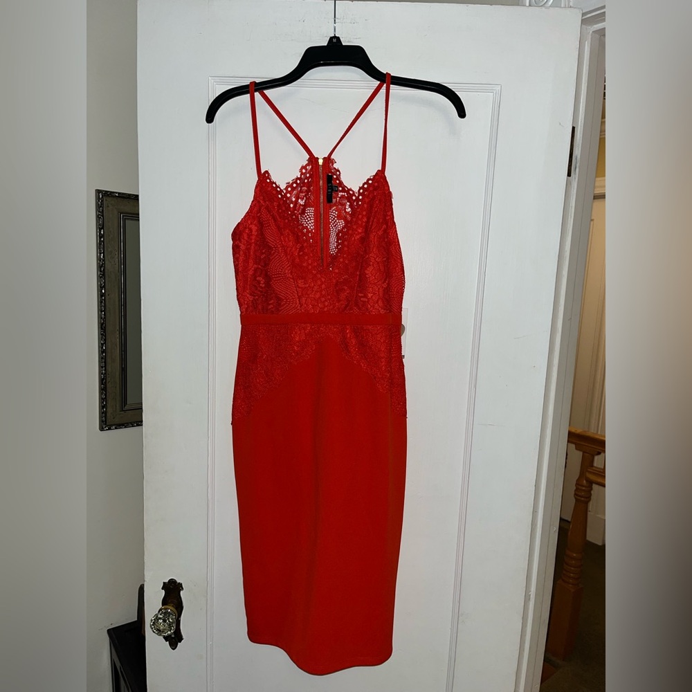 NWT Iris Vibrant Red Lace Dress